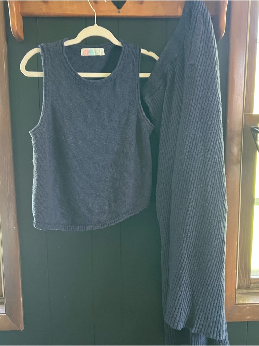 Free People Navy Ribbed Wide Leg Jumpsuit Set
